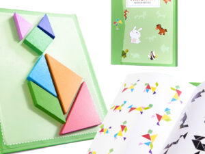 magnetinė knygelė, žaislas kelionėms, tangram, loginė dėlionė